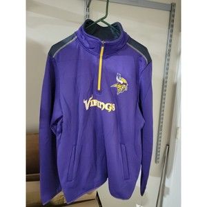 NWT NFL Team Apparel Men Large Minnesota Vikings Pullover Jacket 1/4 Zip